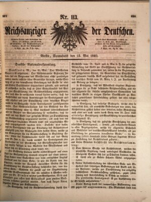 Reichsanzeiger der Deutschen (Allgemeiner Anzeiger der Deutschen) Samstag 12. Mai 1849