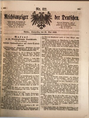 Reichsanzeiger der Deutschen (Allgemeiner Anzeiger der Deutschen) Donnerstag 24. Mai 1849