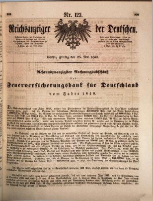 Reichsanzeiger der Deutschen (Allgemeiner Anzeiger der Deutschen) Freitag 25. Mai 1849