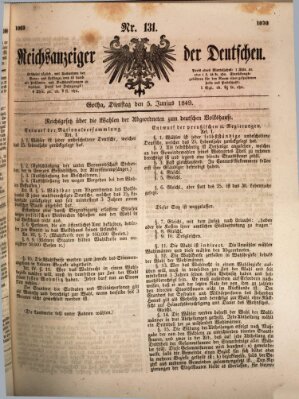 Reichsanzeiger der Deutschen (Allgemeiner Anzeiger der Deutschen) Dienstag 5. Juni 1849