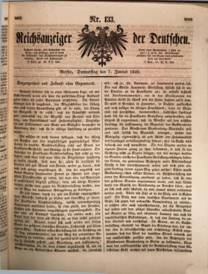 Reichsanzeiger der Deutschen (Allgemeiner Anzeiger der Deutschen) Donnerstag 7. Juni 1849