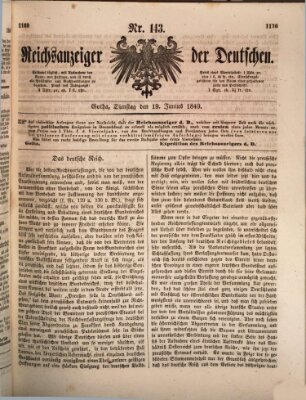 Reichsanzeiger der Deutschen (Allgemeiner Anzeiger der Deutschen) Dienstag 19. Juni 1849