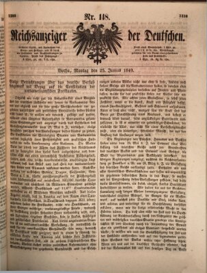 Reichsanzeiger der Deutschen (Allgemeiner Anzeiger der Deutschen) Montag 25. Juni 1849