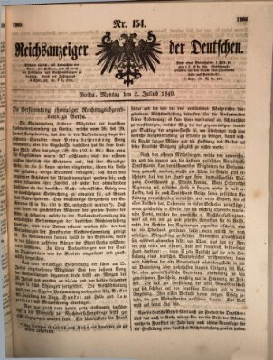 Reichsanzeiger der Deutschen (Allgemeiner Anzeiger der Deutschen) Montag 2. Juli 1849