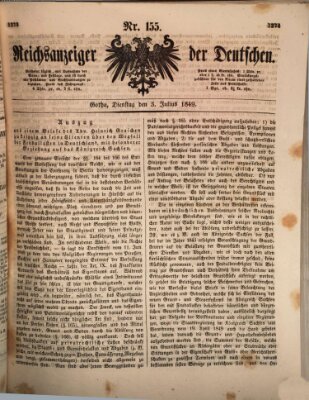 Reichsanzeiger der Deutschen (Allgemeiner Anzeiger der Deutschen) Dienstag 3. Juli 1849