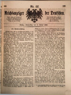 Reichsanzeiger der Deutschen (Allgemeiner Anzeiger der Deutschen) Donnerstag 5. Juli 1849