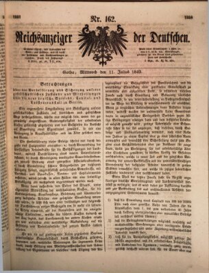 Reichsanzeiger der Deutschen (Allgemeiner Anzeiger der Deutschen) Mittwoch 11. Juli 1849