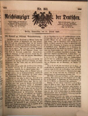 Reichsanzeiger der Deutschen (Allgemeiner Anzeiger der Deutschen) Donnerstag 12. Juli 1849