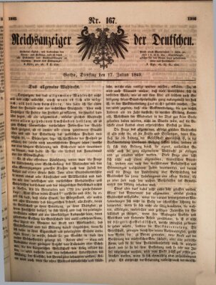 Reichsanzeiger der Deutschen (Allgemeiner Anzeiger der Deutschen) Dienstag 17. Juli 1849