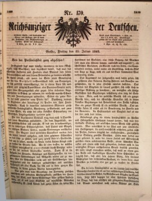 Reichsanzeiger der Deutschen (Allgemeiner Anzeiger der Deutschen) Freitag 20. Juli 1849