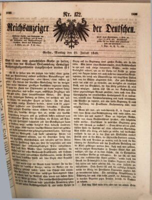 Reichsanzeiger der Deutschen (Allgemeiner Anzeiger der Deutschen) Montag 23. Juli 1849