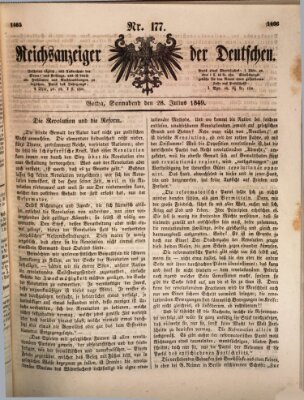 Reichsanzeiger der Deutschen (Allgemeiner Anzeiger der Deutschen) Samstag 28. Juli 1849