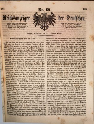 Reichsanzeiger der Deutschen (Allgemeiner Anzeiger der Deutschen) Dienstag 31. Juli 1849