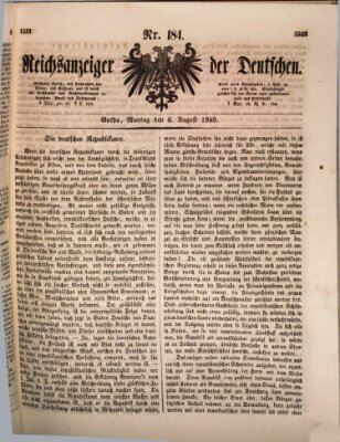 Reichsanzeiger der Deutschen (Allgemeiner Anzeiger der Deutschen) Montag 6. August 1849