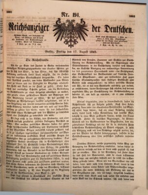 Reichsanzeiger der Deutschen (Allgemeiner Anzeiger der Deutschen) Freitag 17. August 1849