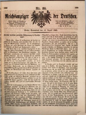 Reichsanzeiger der Deutschen (Allgemeiner Anzeiger der Deutschen) Samstag 18. August 1849