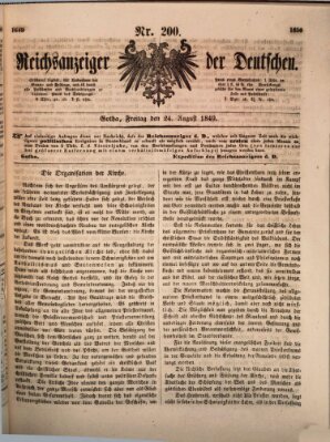 Reichsanzeiger der Deutschen (Allgemeiner Anzeiger der Deutschen) Freitag 24. August 1849