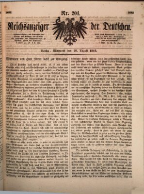 Reichsanzeiger der Deutschen (Allgemeiner Anzeiger der Deutschen) Mittwoch 29. August 1849