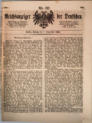 Reichsanzeiger der Deutschen (Allgemeiner Anzeiger der Deutschen) Freitag 7. September 1849