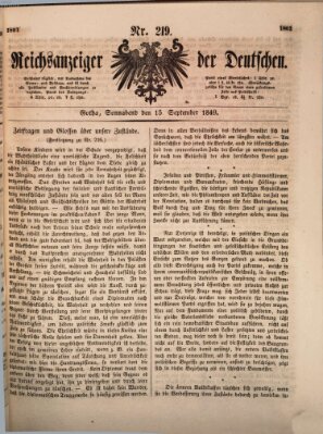 Reichsanzeiger der Deutschen (Allgemeiner Anzeiger der Deutschen) Samstag 15. September 1849