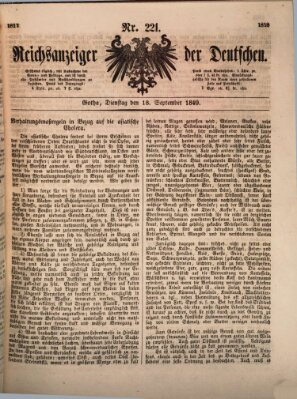 Reichsanzeiger der Deutschen (Allgemeiner Anzeiger der Deutschen) Dienstag 18. September 1849