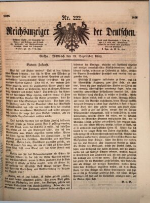 Reichsanzeiger der Deutschen (Allgemeiner Anzeiger der Deutschen) Mittwoch 19. September 1849