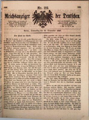 Reichsanzeiger der Deutschen (Allgemeiner Anzeiger der Deutschen) Donnerstag 20. September 1849