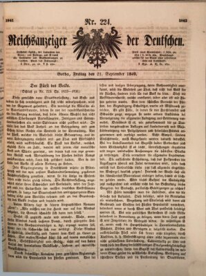 Reichsanzeiger der Deutschen (Allgemeiner Anzeiger der Deutschen) Freitag 21. September 1849