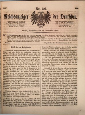 Reichsanzeiger der Deutschen (Allgemeiner Anzeiger der Deutschen) Samstag 22. September 1849