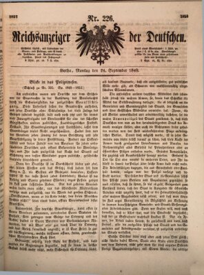 Reichsanzeiger der Deutschen (Allgemeiner Anzeiger der Deutschen) Montag 24. September 1849