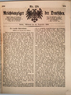 Reichsanzeiger der Deutschen (Allgemeiner Anzeiger der Deutschen) Mittwoch 26. September 1849