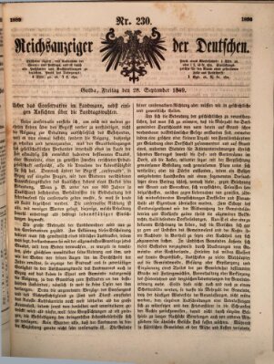 Reichsanzeiger der Deutschen (Allgemeiner Anzeiger der Deutschen) Freitag 28. September 1849