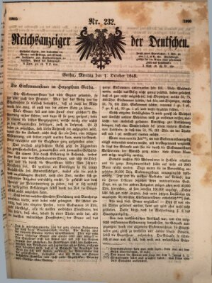 Reichsanzeiger der Deutschen (Allgemeiner Anzeiger der Deutschen) Montag 1. Oktober 1849