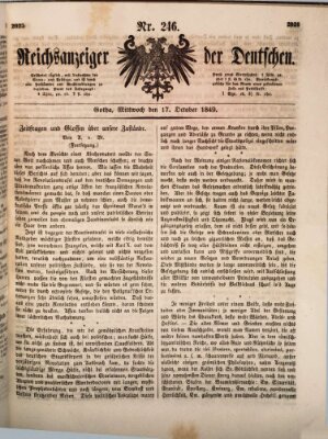 Reichsanzeiger der Deutschen (Allgemeiner Anzeiger der Deutschen) Mittwoch 17. Oktober 1849