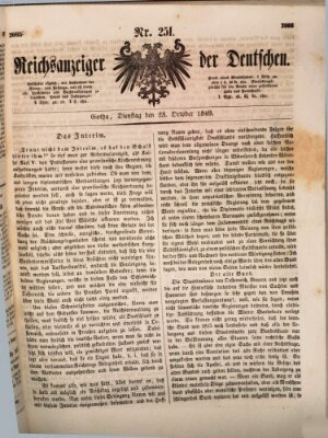 Reichsanzeiger der Deutschen (Allgemeiner Anzeiger der Deutschen) Dienstag 23. Oktober 1849