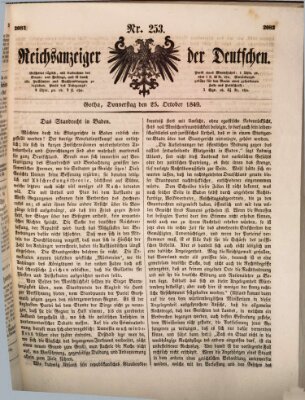 Reichsanzeiger der Deutschen (Allgemeiner Anzeiger der Deutschen) Donnerstag 25. Oktober 1849