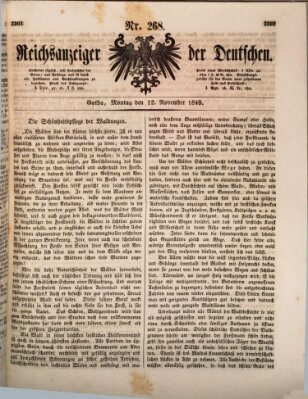 Reichsanzeiger der Deutschen (Allgemeiner Anzeiger der Deutschen) Montag 12. November 1849