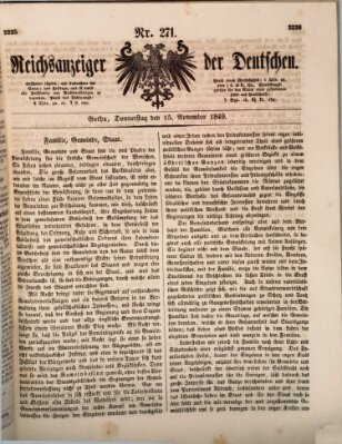 Reichsanzeiger der Deutschen (Allgemeiner Anzeiger der Deutschen) Donnerstag 15. November 1849