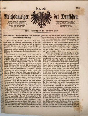 Reichsanzeiger der Deutschen (Allgemeiner Anzeiger der Deutschen) Montag 19. November 1849