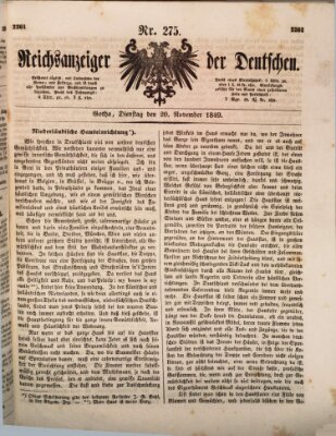 Reichsanzeiger der Deutschen (Allgemeiner Anzeiger der Deutschen) Dienstag 20. November 1849