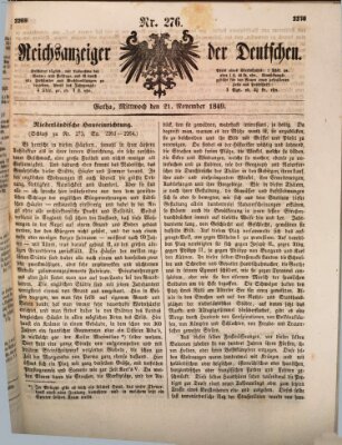 Reichsanzeiger der Deutschen (Allgemeiner Anzeiger der Deutschen) Mittwoch 21. November 1849