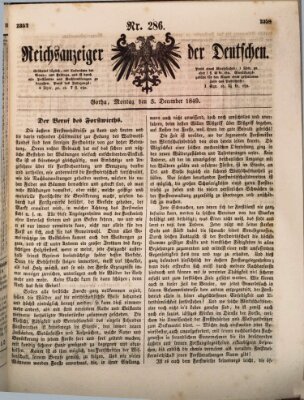 Reichsanzeiger der Deutschen (Allgemeiner Anzeiger der Deutschen) Montag 3. Dezember 1849