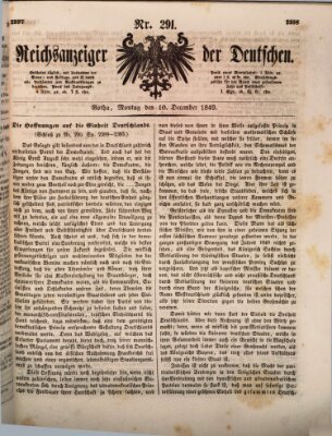 Reichsanzeiger der Deutschen (Allgemeiner Anzeiger der Deutschen) Montag 10. Dezember 1849