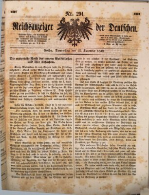 Reichsanzeiger der Deutschen (Allgemeiner Anzeiger der Deutschen) Donnerstag 13. Dezember 1849