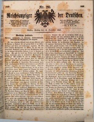 Reichsanzeiger der Deutschen (Allgemeiner Anzeiger der Deutschen) Freitag 14. Dezember 1849