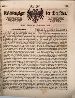 Reichsanzeiger der Deutschen (Allgemeiner Anzeiger der Deutschen) Montag 17. Dezember 1849