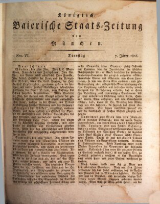 Königlich-Baierische Staats-Zeitung von München (Süddeutsche Presse) Dienstag 7. Januar 1806