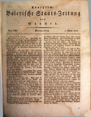 Königlich-Baierische Staats-Zeitung von München (Süddeutsche Presse) Donnerstag 9. Januar 1806