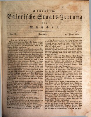 Königlich-Baierische Staats-Zeitung von München (Süddeutsche Presse) Freitag 10. Januar 1806