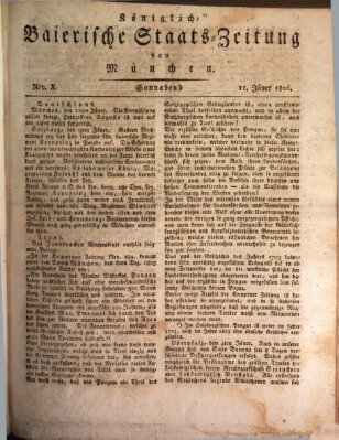 Königlich-Baierische Staats-Zeitung von München (Süddeutsche Presse) Samstag 11. Januar 1806